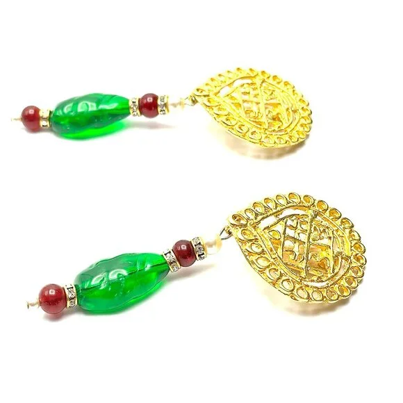 Vintage Kenneth Jay Lane Ornate Gold Clip-on Earrings — KJL Couture Collection - Picture 9 of 9